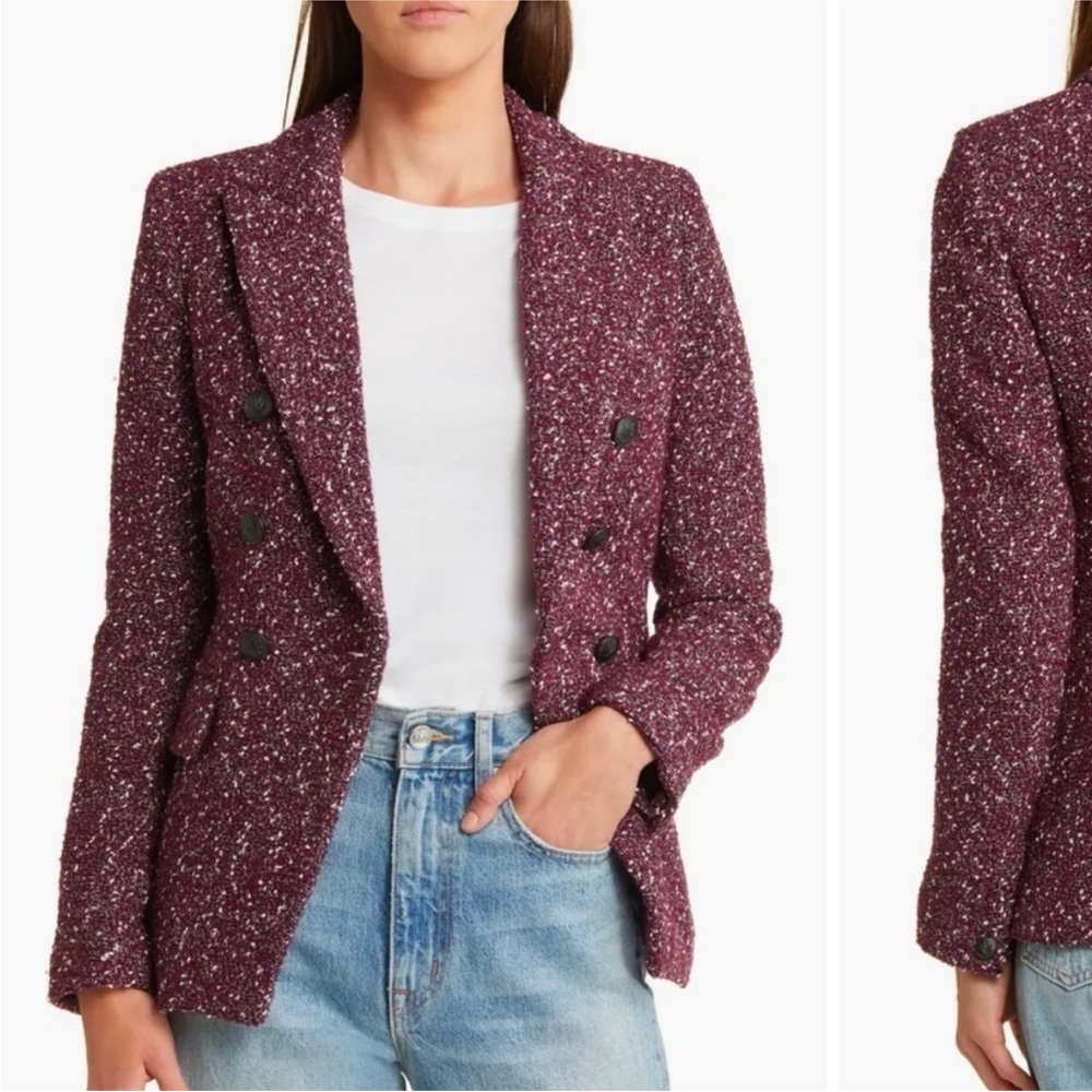 NWT Rag & Bone Preston Burgundy $695 Tweed Blazer Jacket 6 Double Breasted Wool